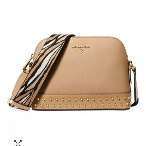 Michael Kors Tan Gold Crossbody Bag with Dome Silhouette
